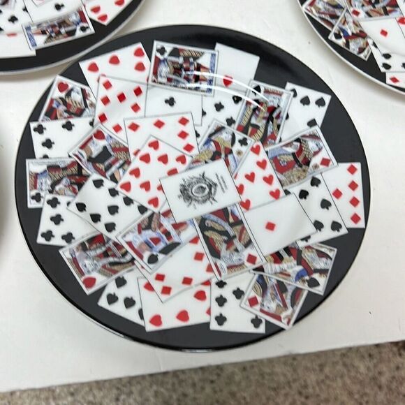 Playing Cards Bridge Poker Set of 4 Dessert Plates Colonial Williamsburg - Picture 6 of 12